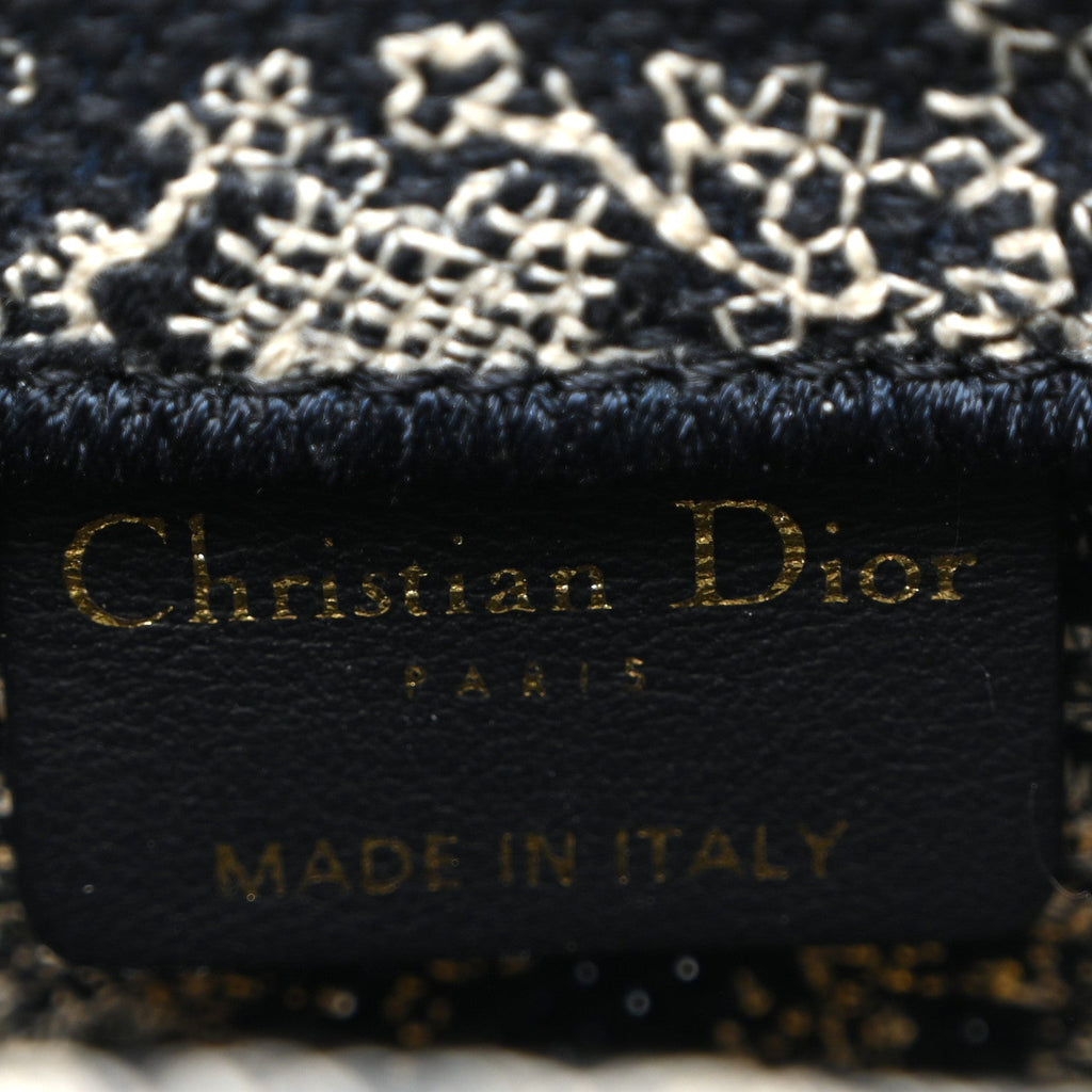 Christian Dior Canvas Toile de Jouy Reverse Embroidered Mini Book Tote Phone Bag Blue