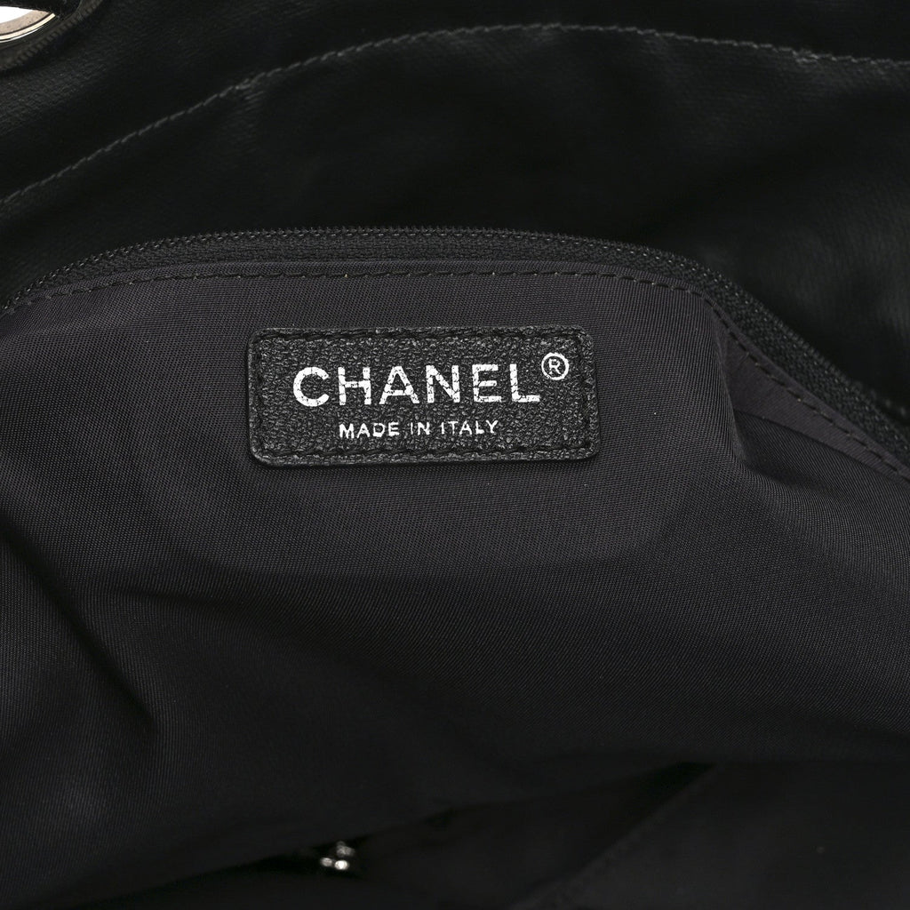 Chanel Coated Canvas Quilted Large Paris Biarritz Tote Black