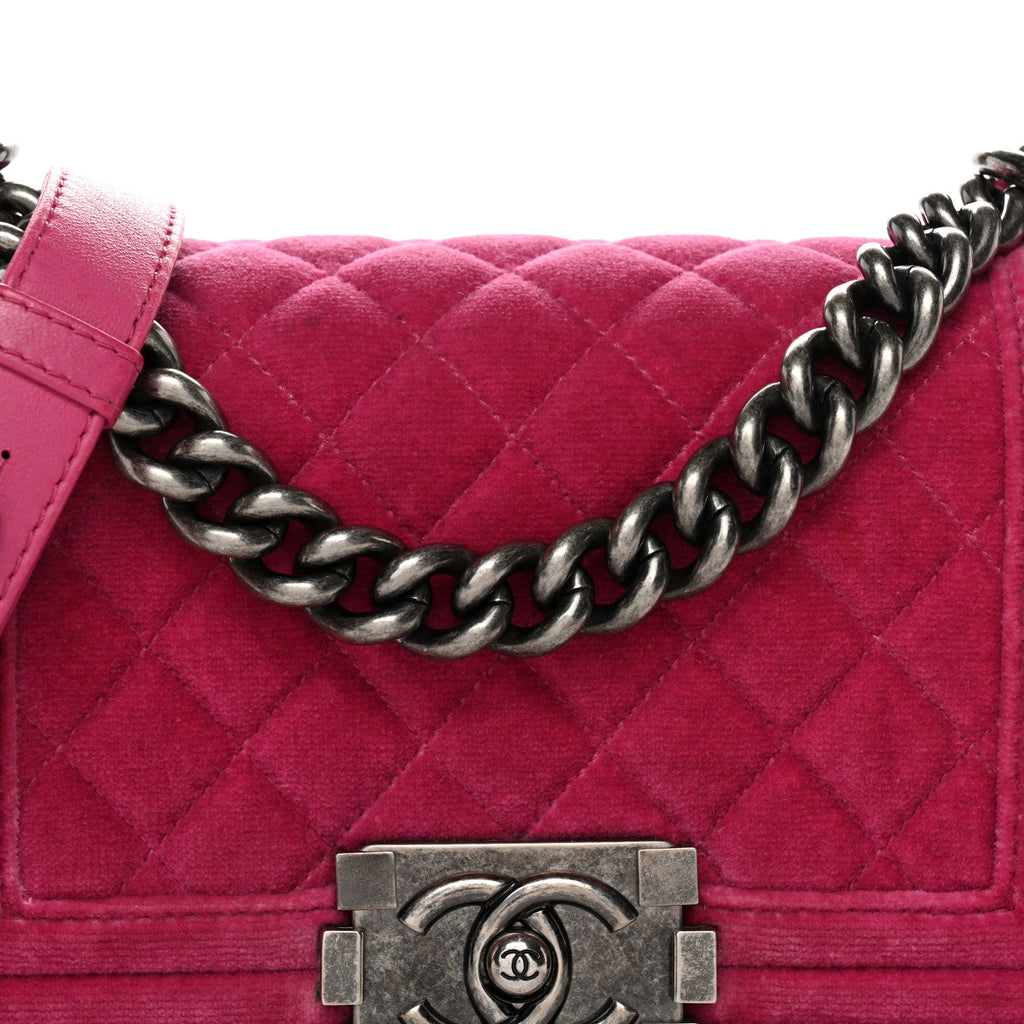 Chanel Velvet Quilted Small Boy Flap Fuchsia