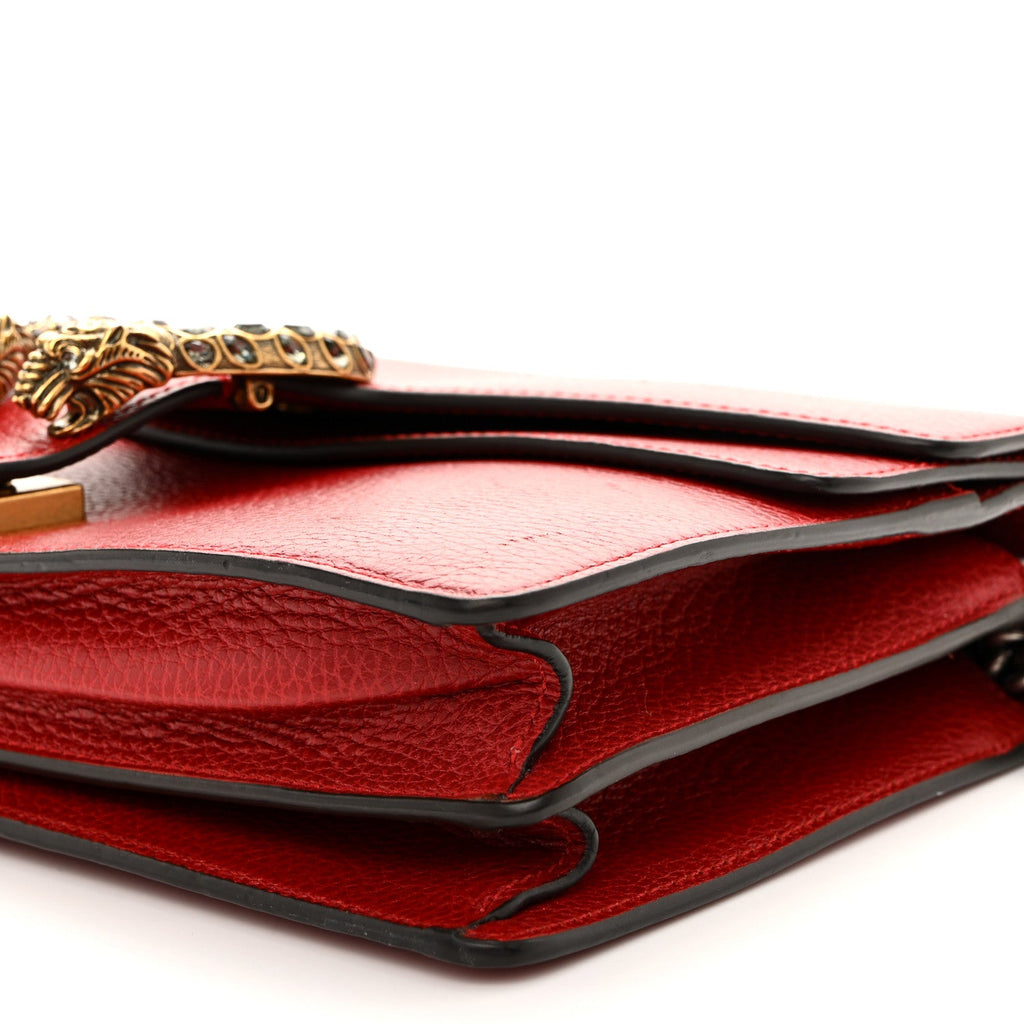 Gucci Dollar Calfskin Swarovski Crystal Small Dionysus Shoulder Bag Hibiscus Red