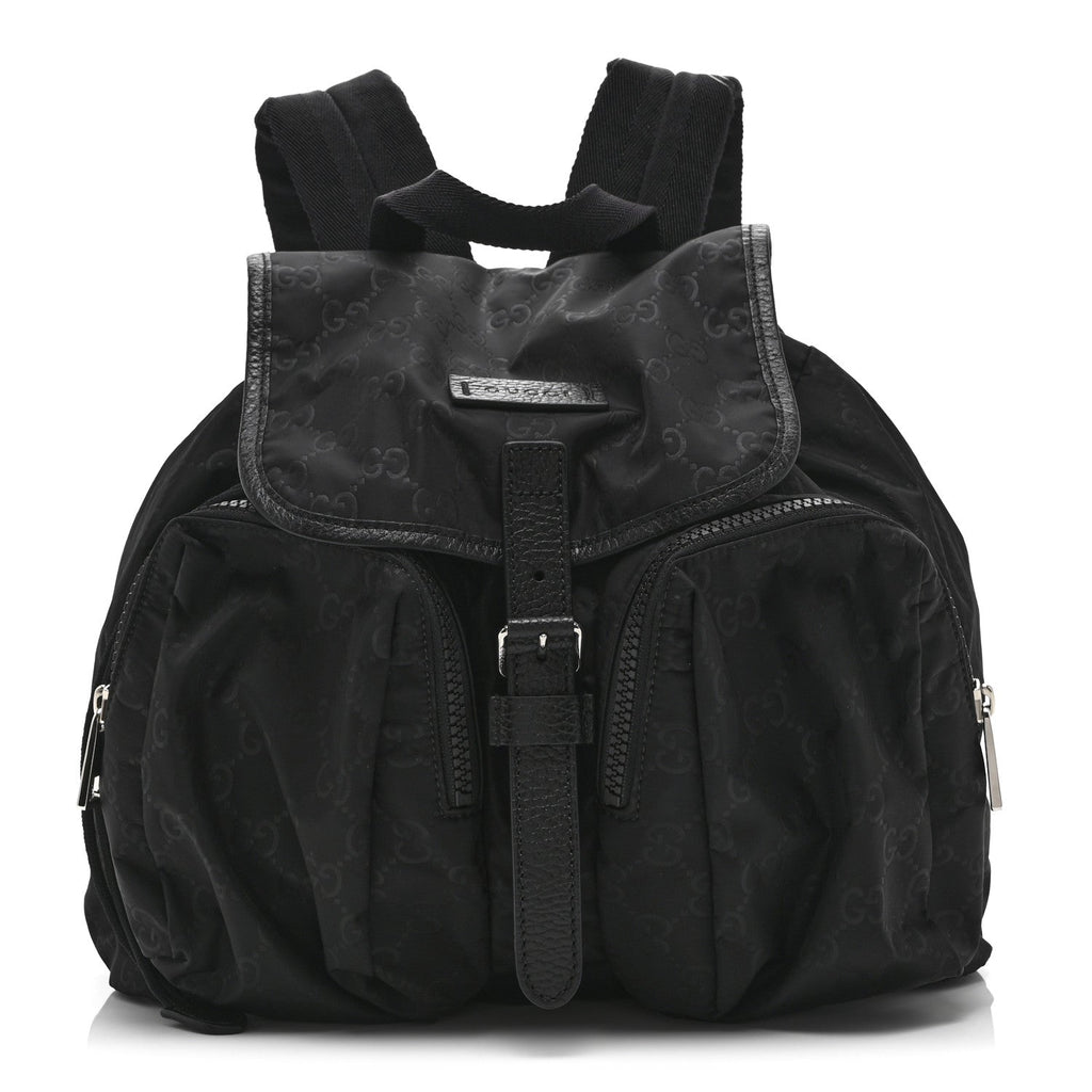 Gucci Nylon Monogram Medium Light Single Buckle Backpack Black