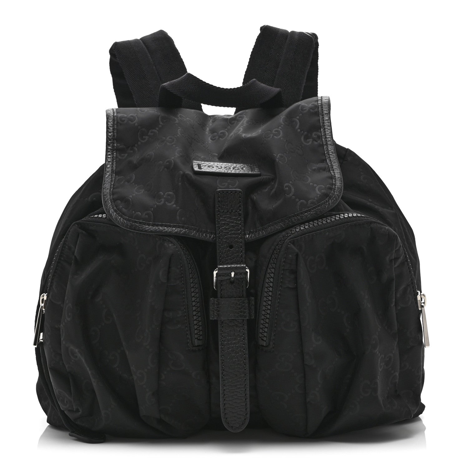 Gucci Nylon Monogram Medium Light Single Buckle Backpack Black