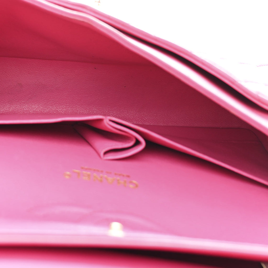 Chanel Lambskin Quilted Medium Double Flap Fuchsia
