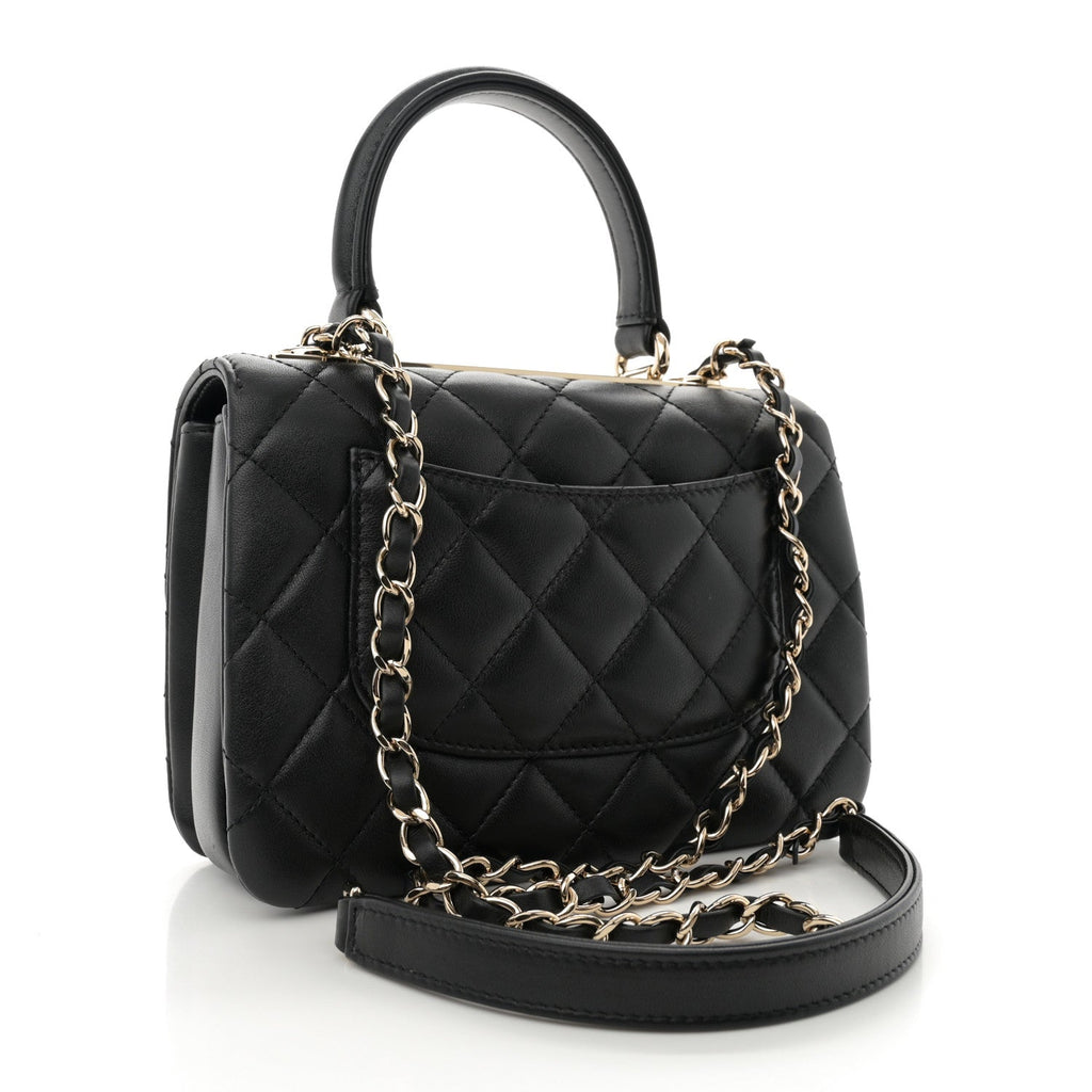 Chanel Lambskin Quilted Mini Trendy CC Dual Handle Flap Bag Black