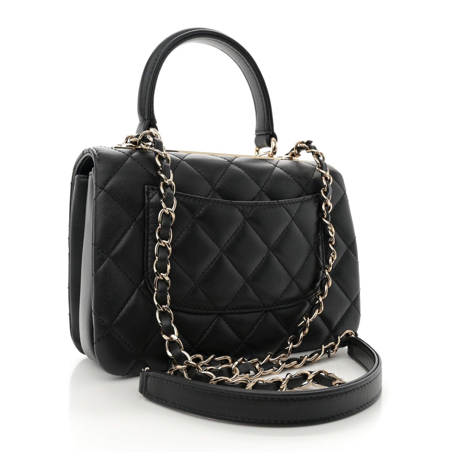 Chanel Lambskin Quilted Mini Trendy CC Dual Handle Flap Bag Black