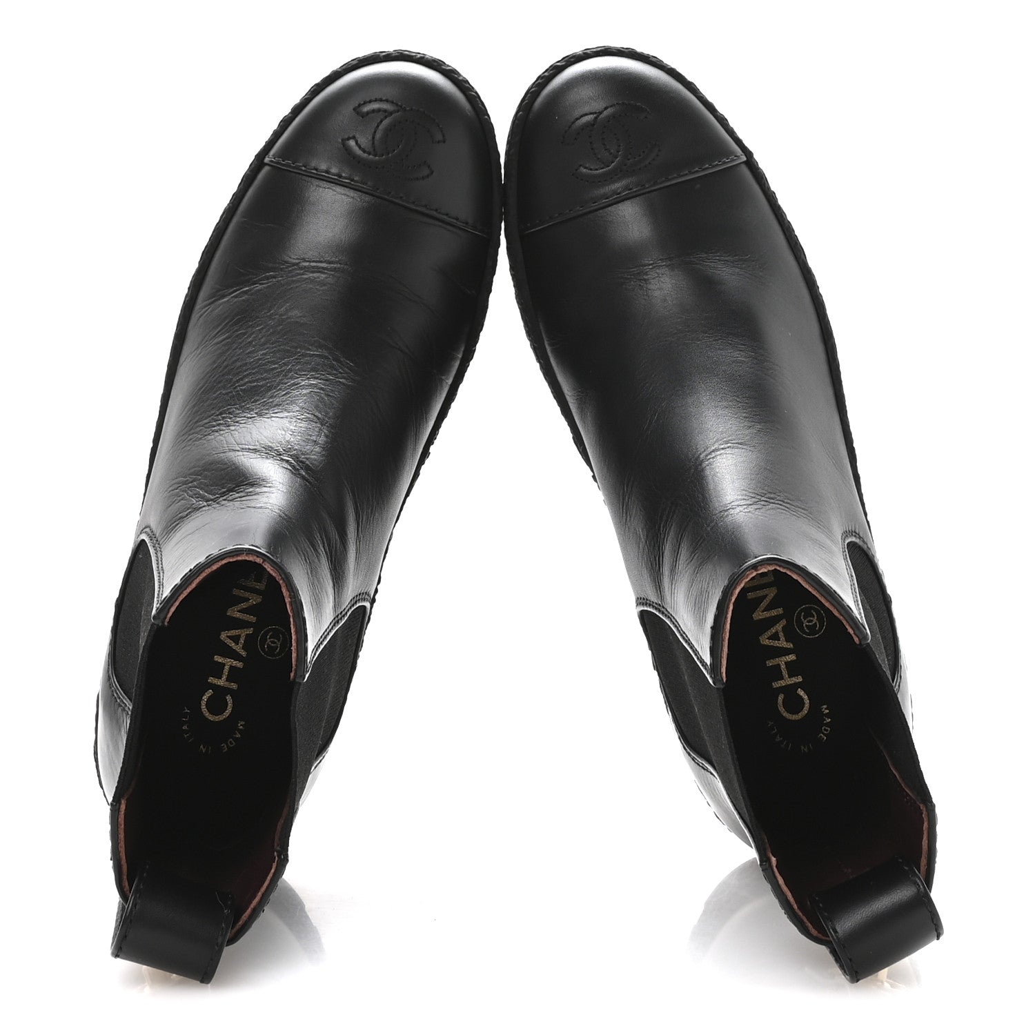 Calfskin Cap Toe CC Ankle Boots 37 Black