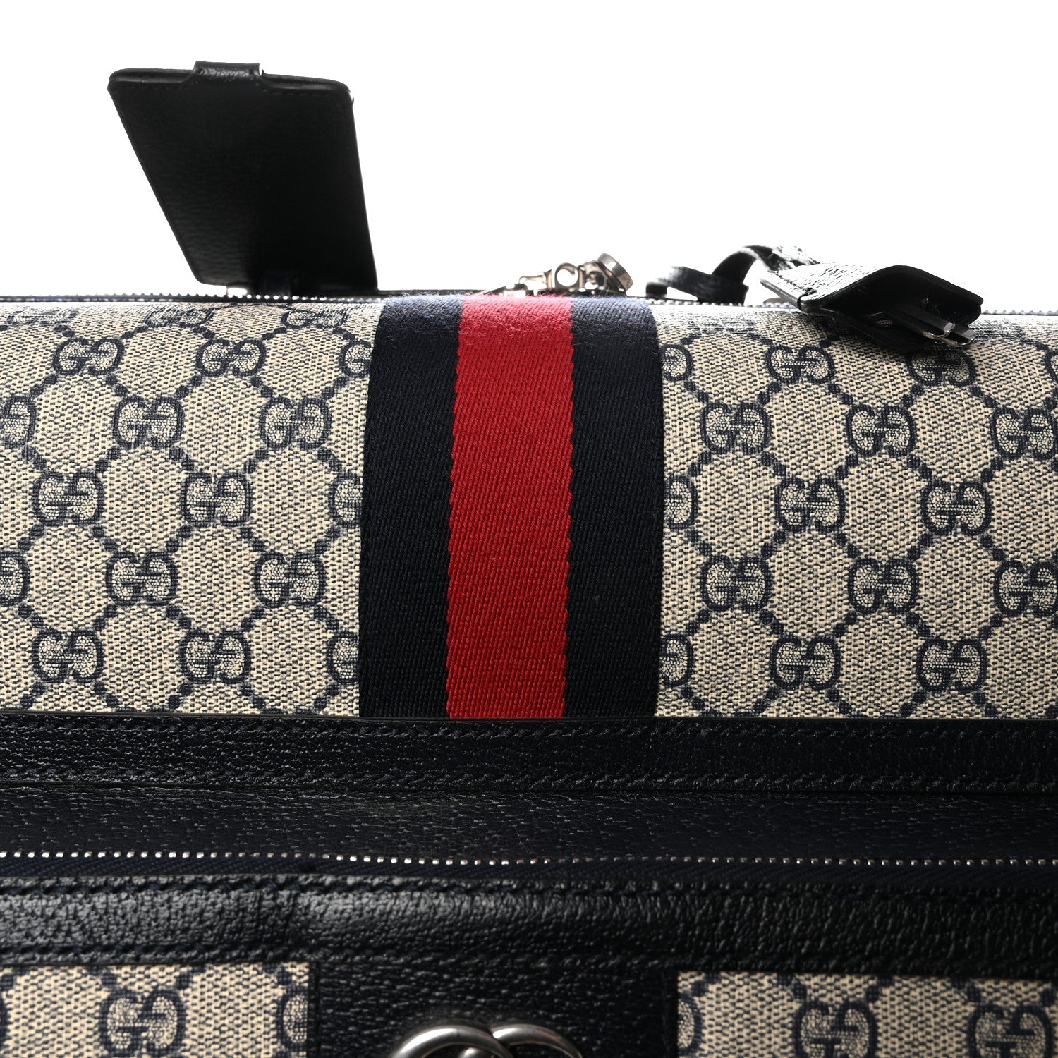 Gucci GG Supreme Monogram Web Medium Savoy Trolley Beige Blue