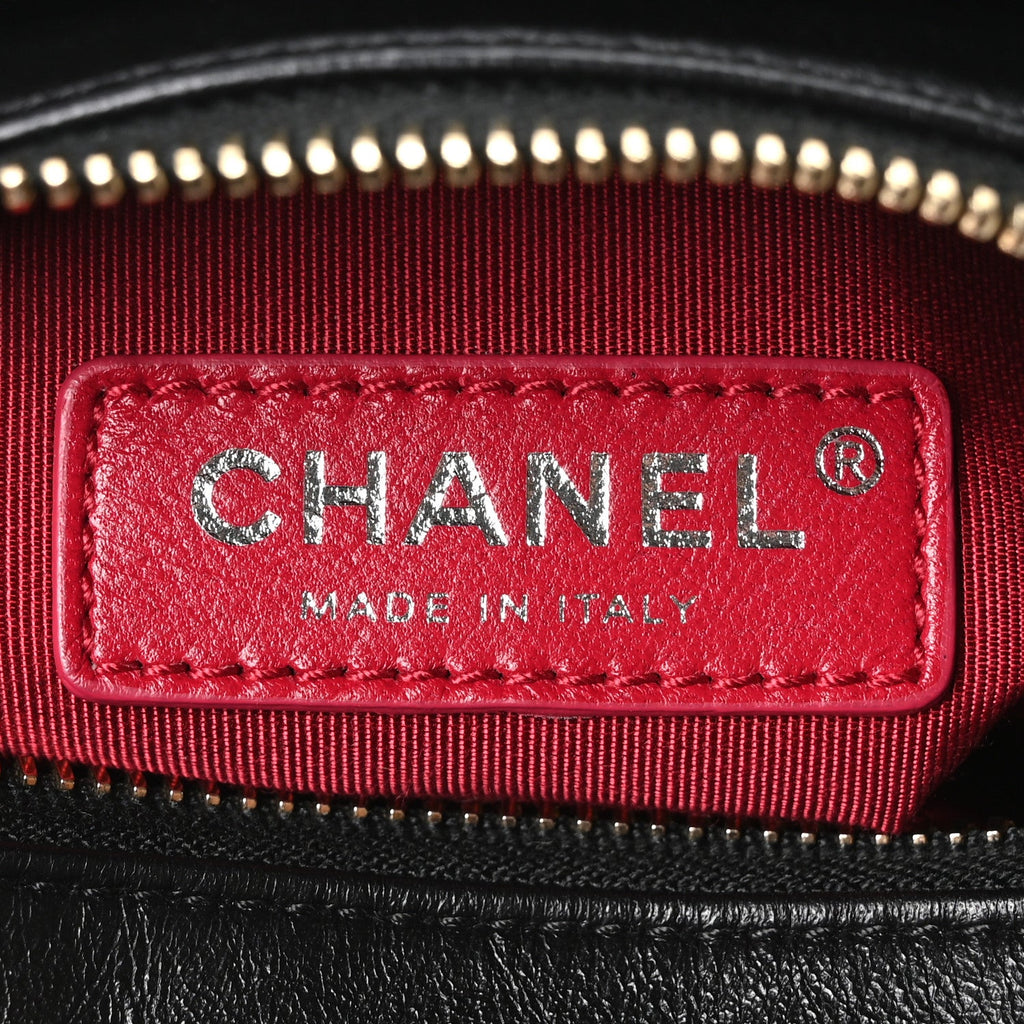 Chanel Aged Calfskin Quilted Small Gabrielle Logo Hobo Black