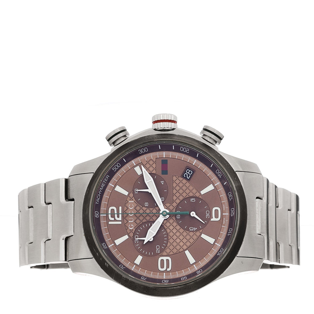 Gucci Stainless Steel 45mm G-Timeless Chronograph Quartz Watch Brown