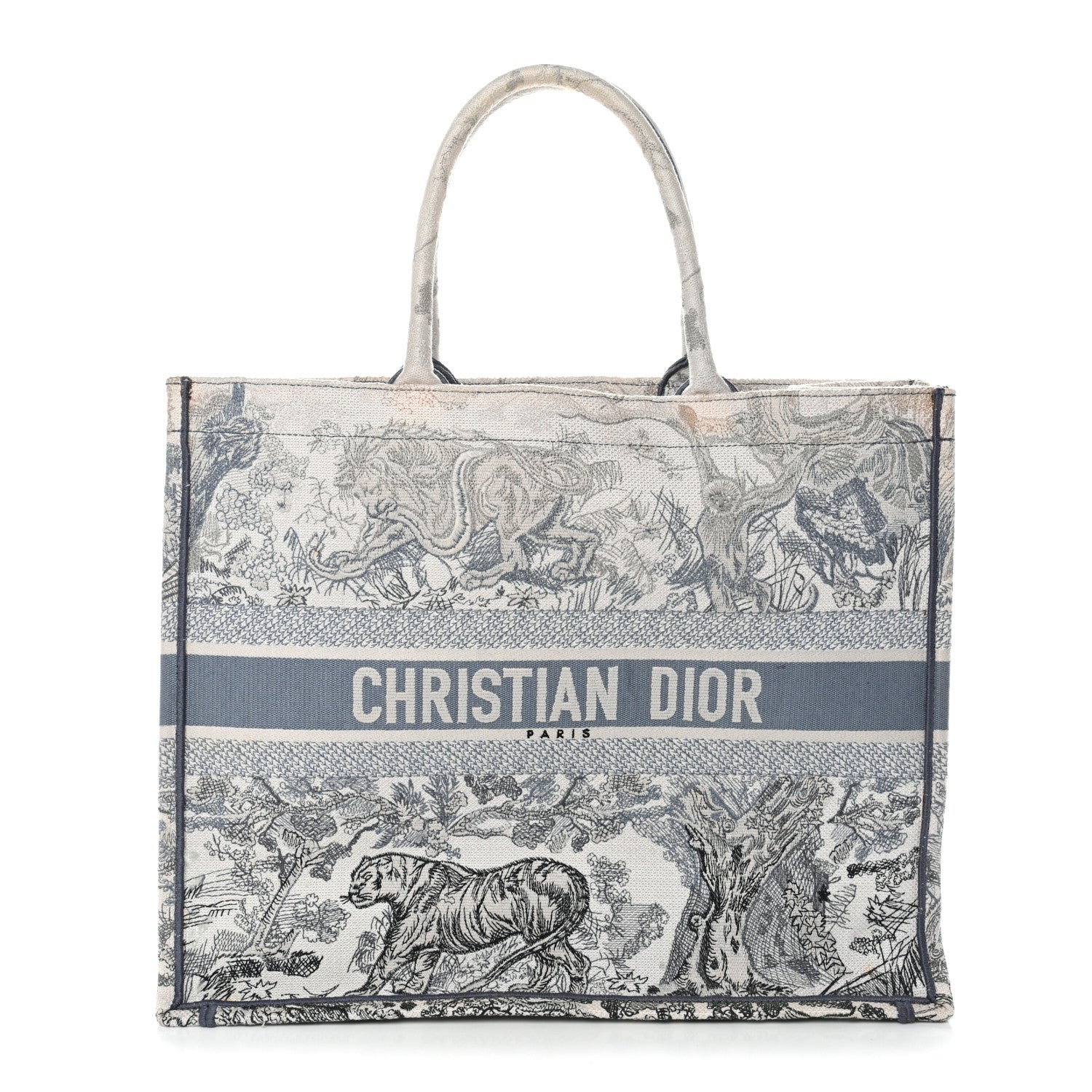 Christian Dior Gradient Canvas Embroidered Large Dioriviera Toile De Jouy Book Tote Blue