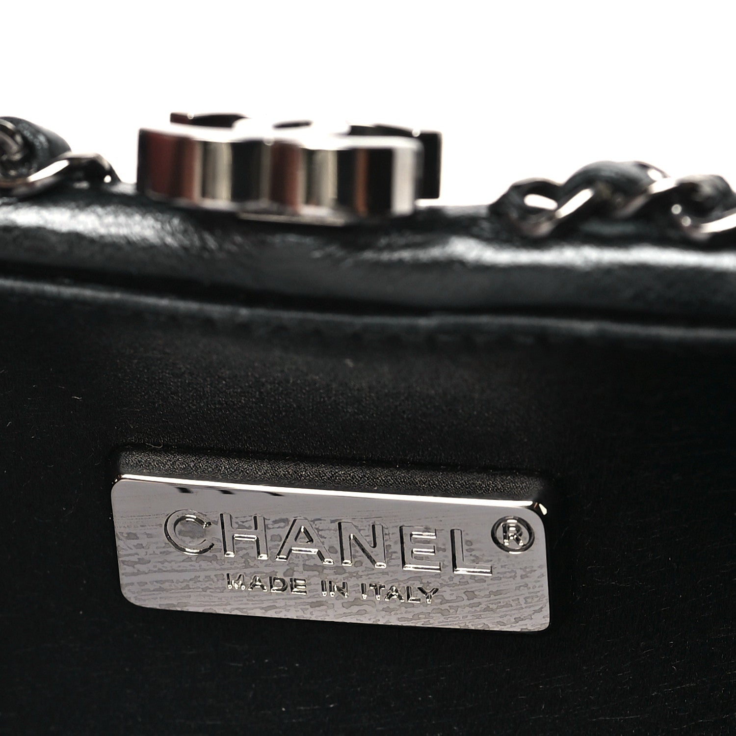 Chanel Lambskin Chain Fringe Clutch With Chain  Black