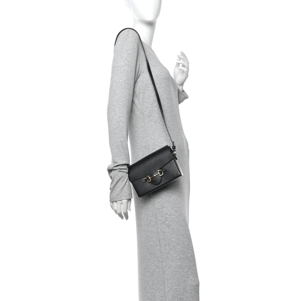 Gucci Calfskin Horsebit 1955 Shoulder Bag Black