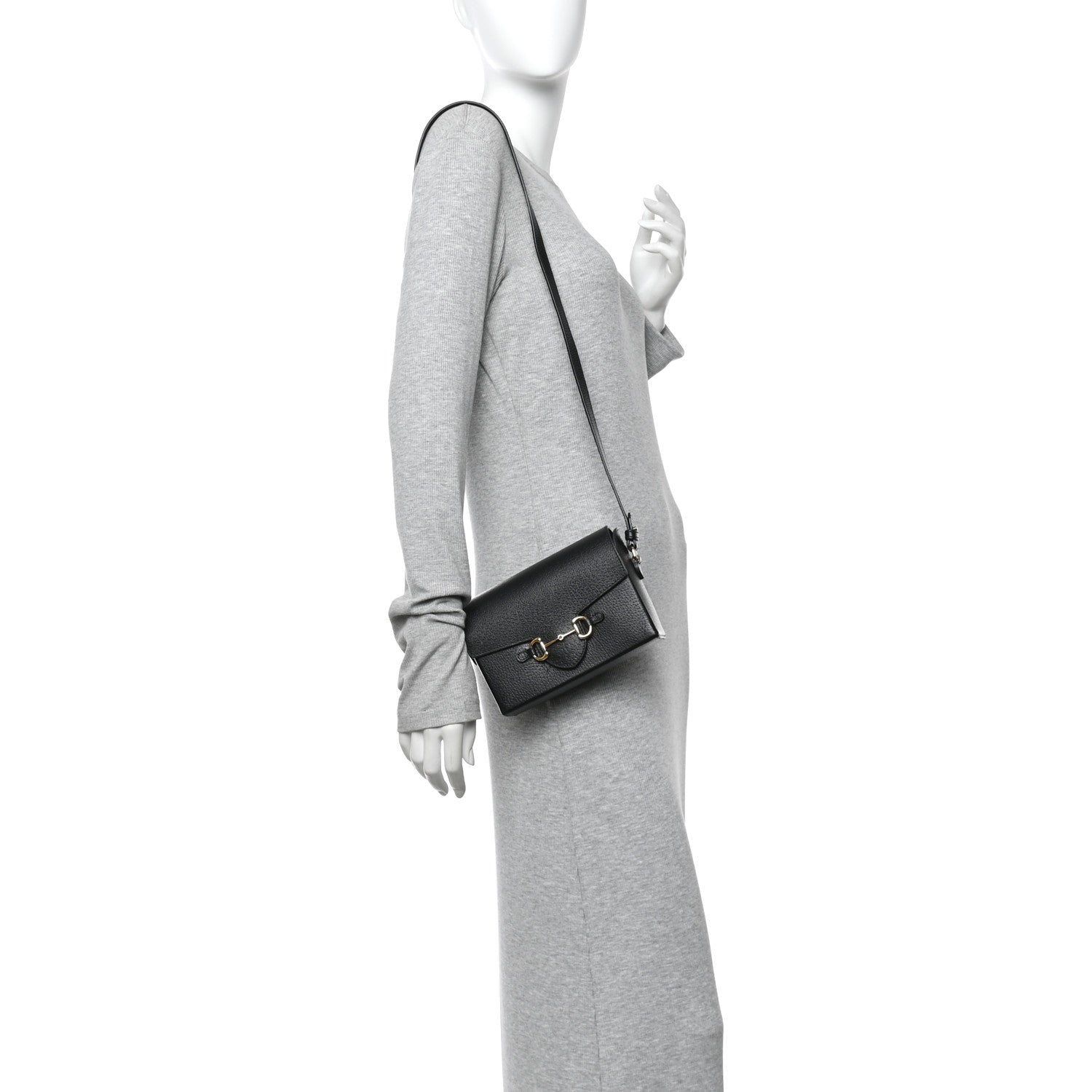 Gucci Calfskin Horsebit 1955 Shoulder Bag Black