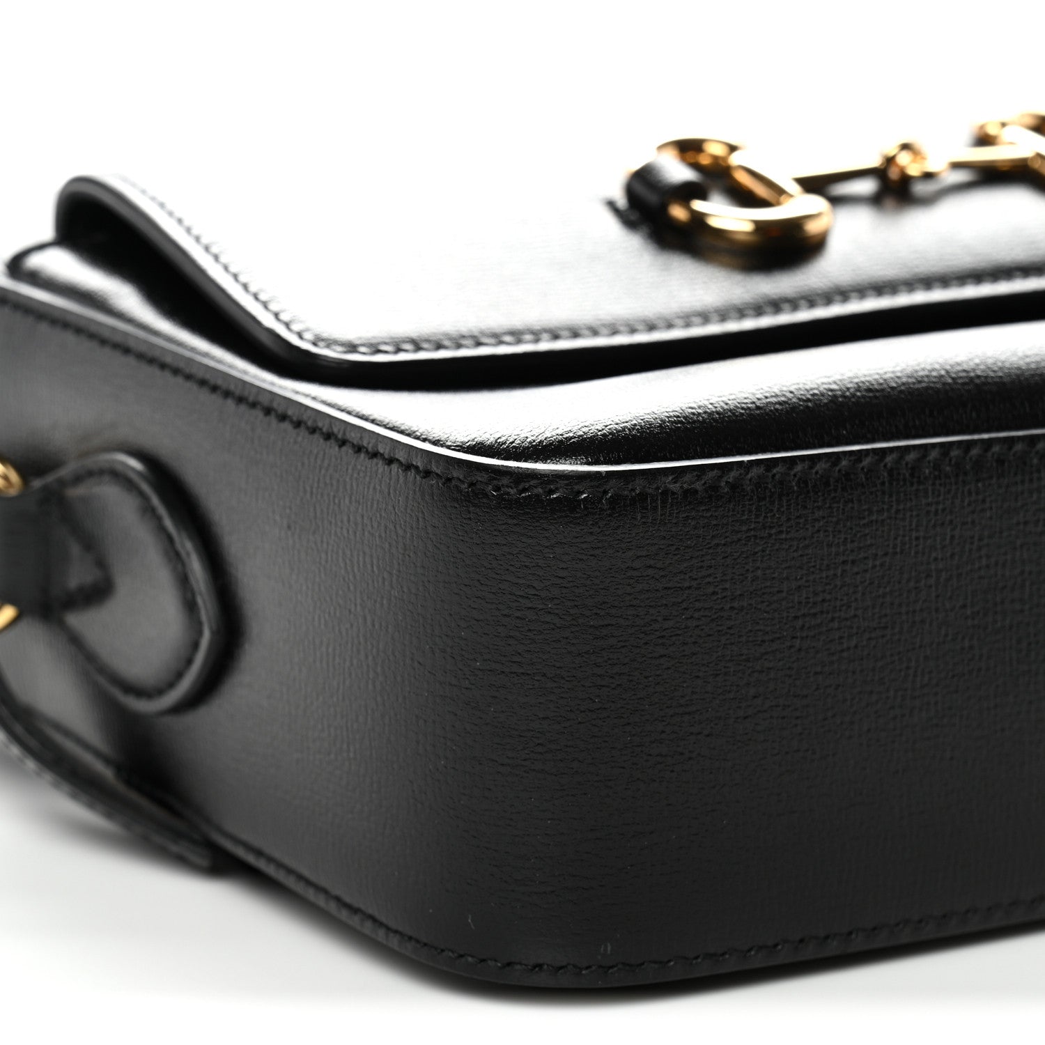 Gucci Textured Calfskin Small Horsebit 1955 Shoulder Bag Black