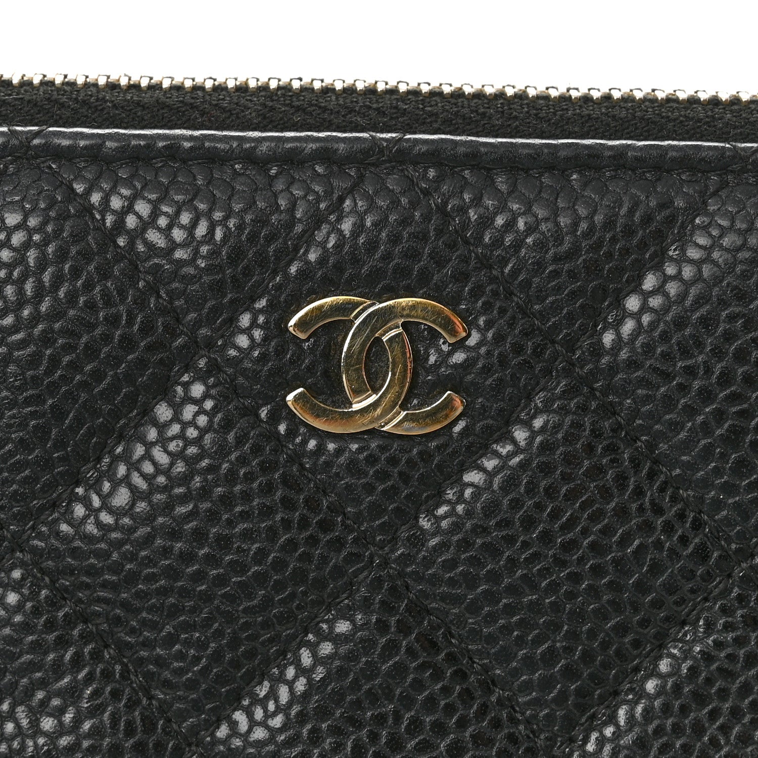 Caviar Quilted Small Zipped Clutch Black