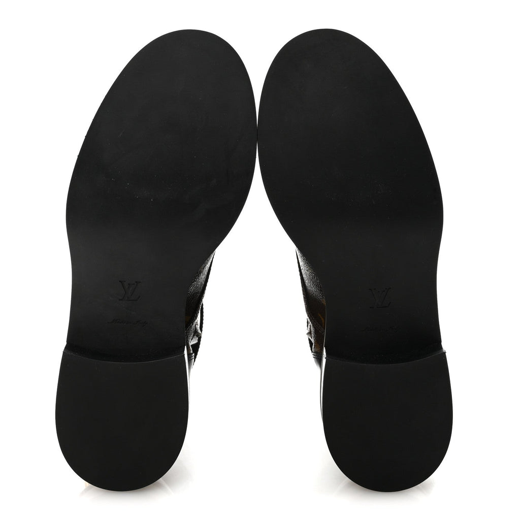 Louis Vuitton Calfskin Monogram Wonderland Flat Ranger Boots 37 Black