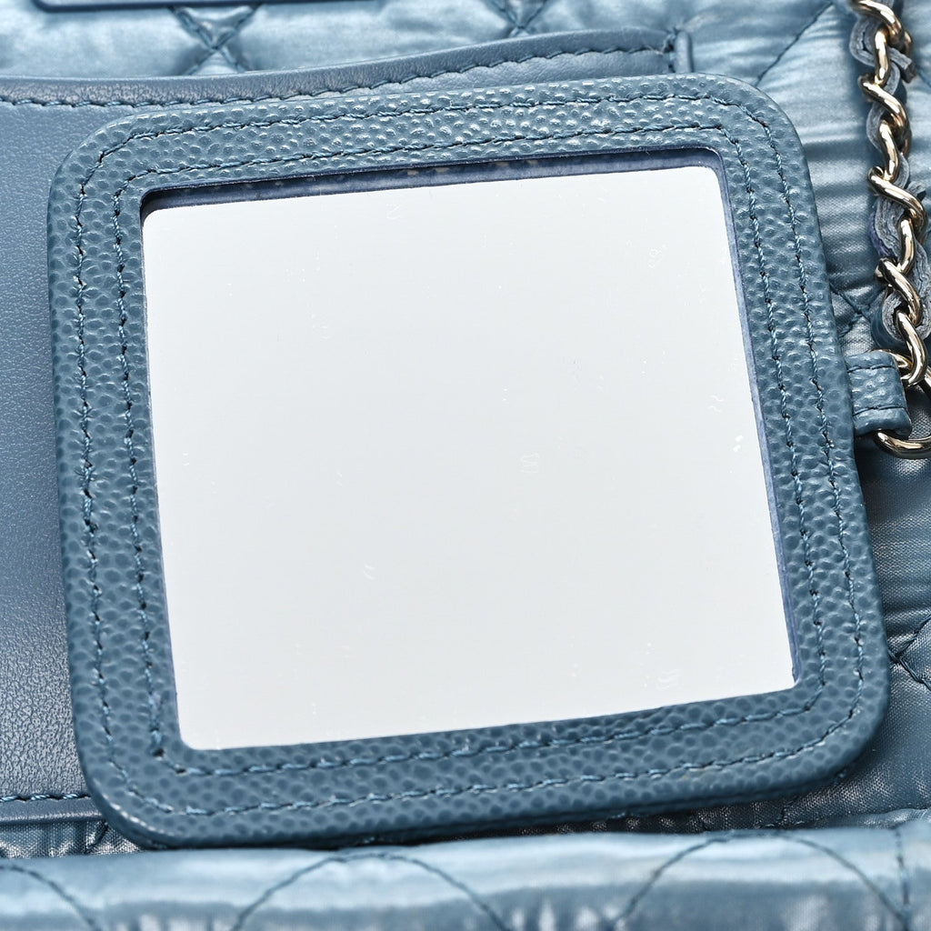 Caviar Quilted Large Vanity Pouch Blue