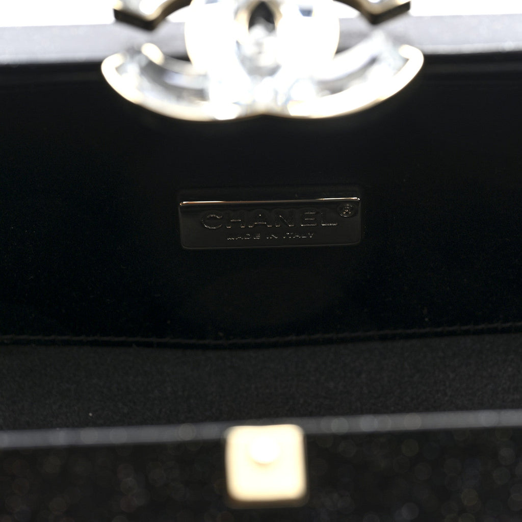 Chanel Glitter Vinyl Crystal Clutch Black