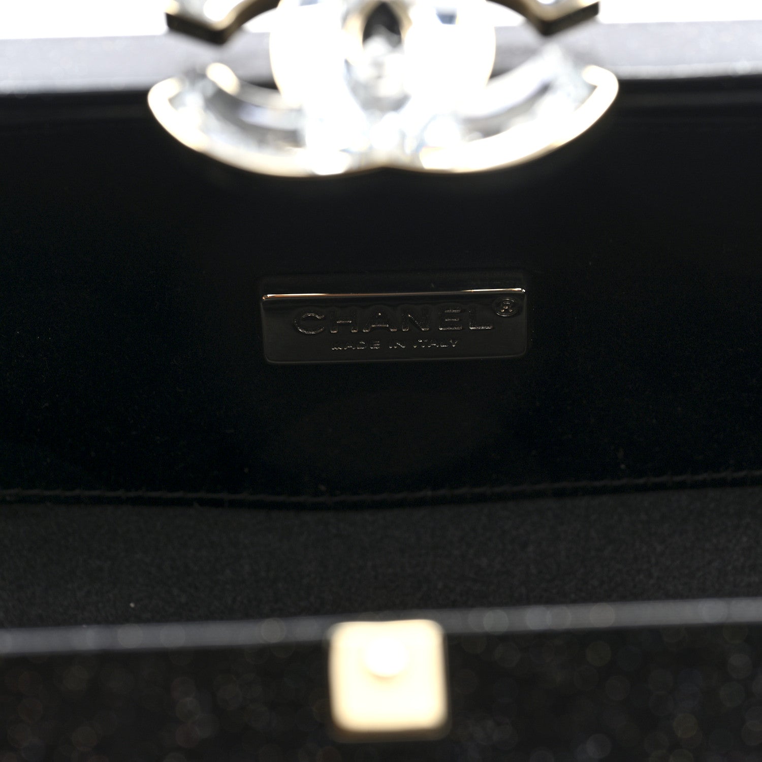 Chanel Glitter Vinyl Crystal Clutch Black