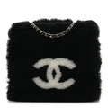 Chanel Muff Shearling Lambskin Bag Black Ecru