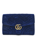 Gucci Velvet Matelasse GG Marmont Clutch Cobalt Blue