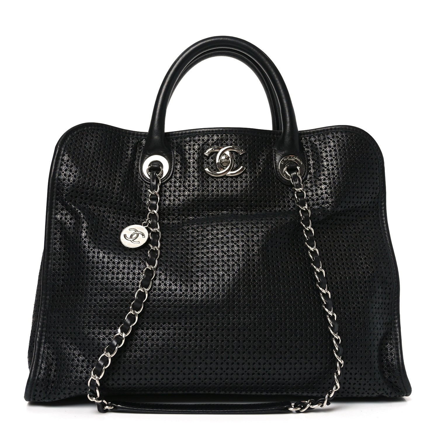 Chanel Calfskin Perforated Up In The Air Tote Black
