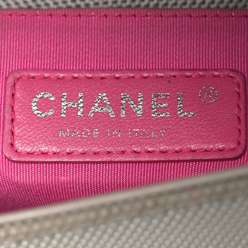 Chanel Canvas Quilted Medium Fluo Boy Flap Dark Grey Fuchsia Green