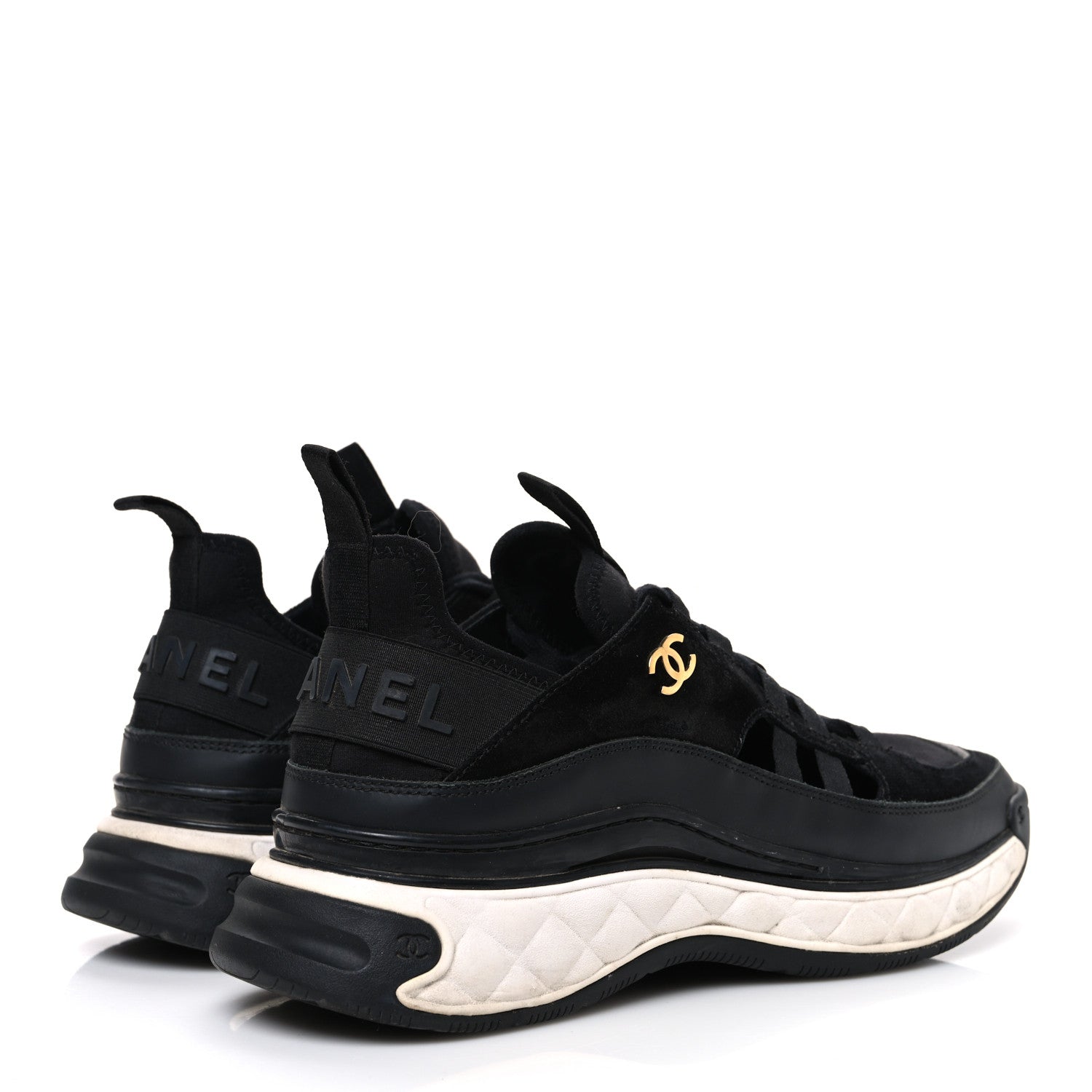 Fabric Calfskin Suede CC Sneakers 41 Black