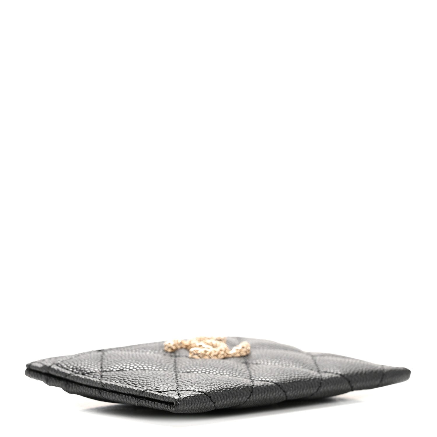 Caviar Metal Perforated Quilted Card Holder Black