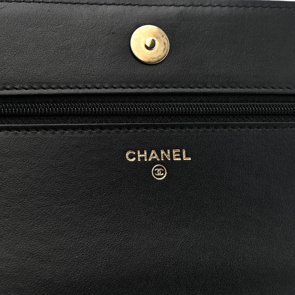 Chanel Caviar Quilted Boy Wallet On Chain WOC Black