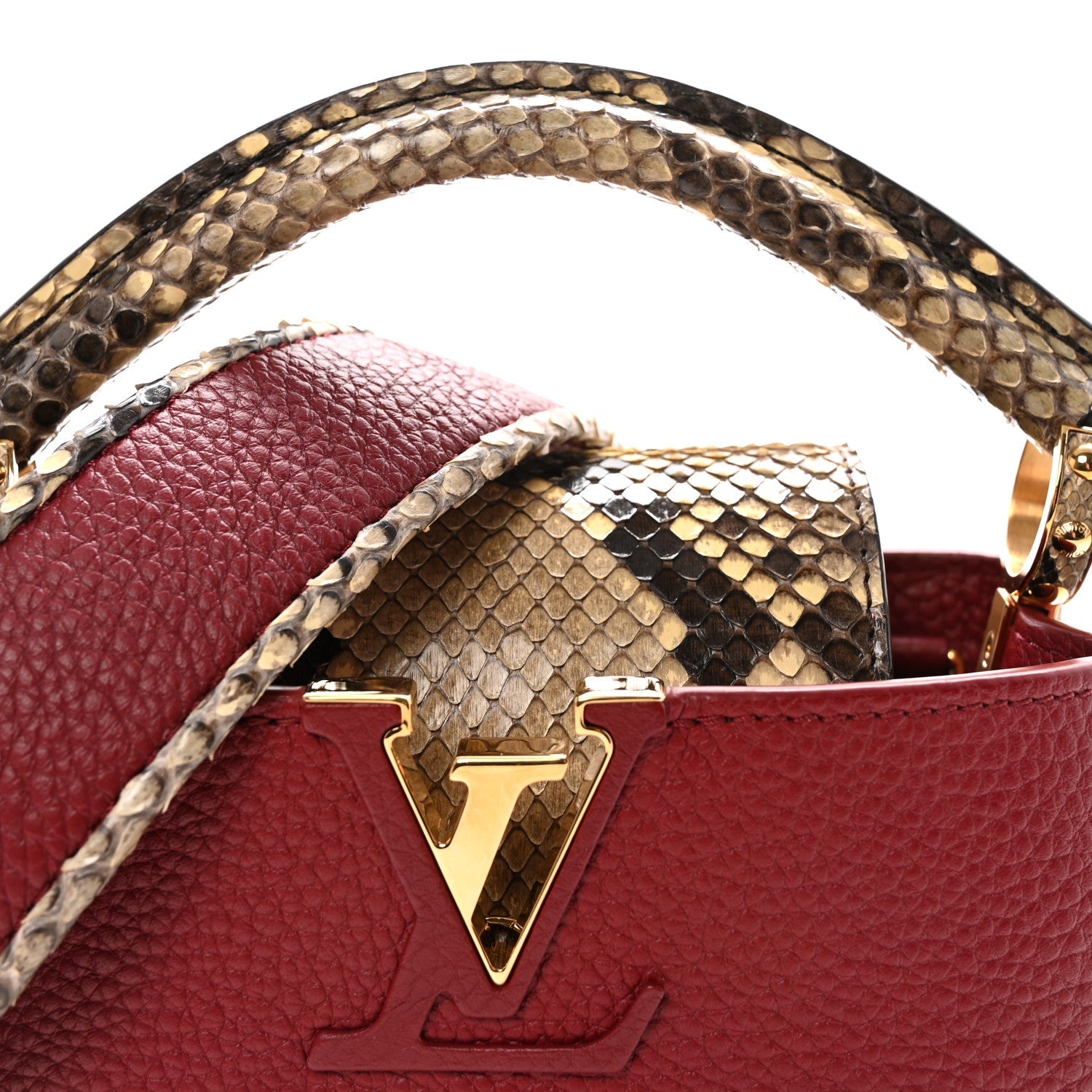 Louis Vuitton Taurillon Snakeskin Mini Capucines Burgundy