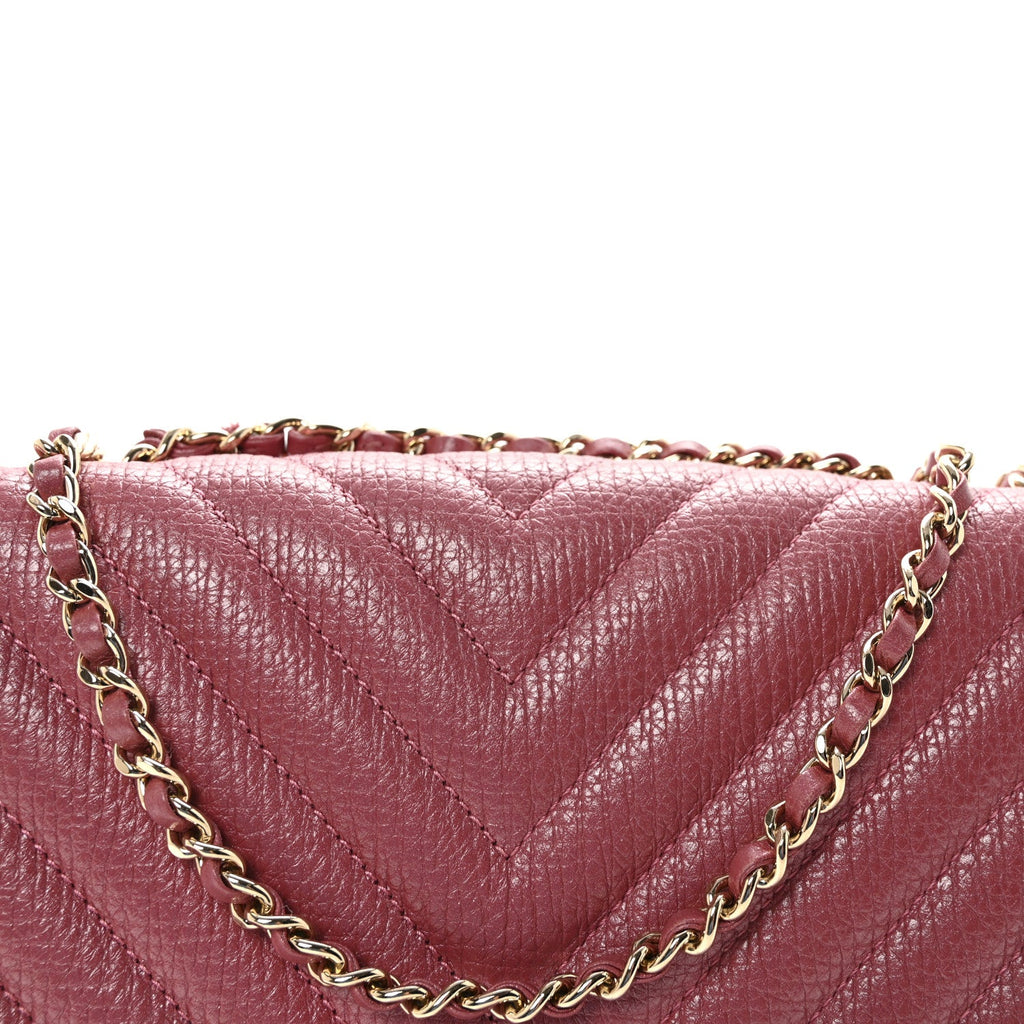 Chanel Metallic Calfskin Chevron Quilted Small Statement Flap Pink