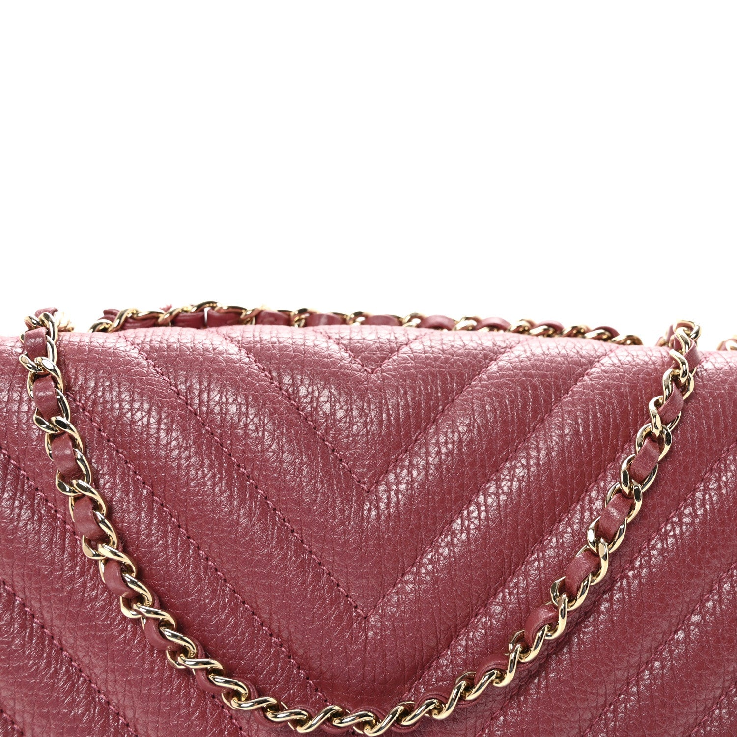 Chanel Metallic Calfskin Chevron Quilted Small Statement Flap Pink