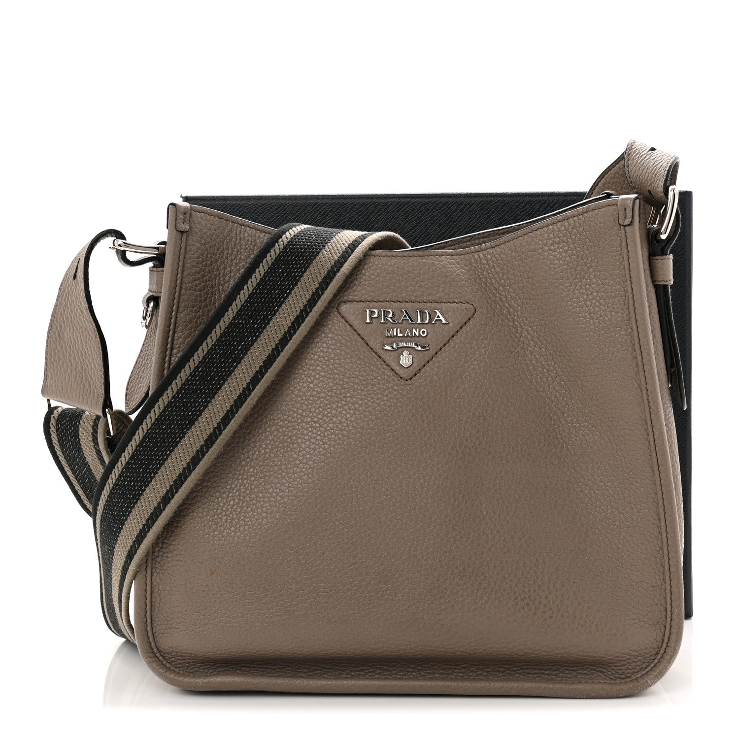 Prada Vitello Daino Soft Hobo Messenger Bag Argilla