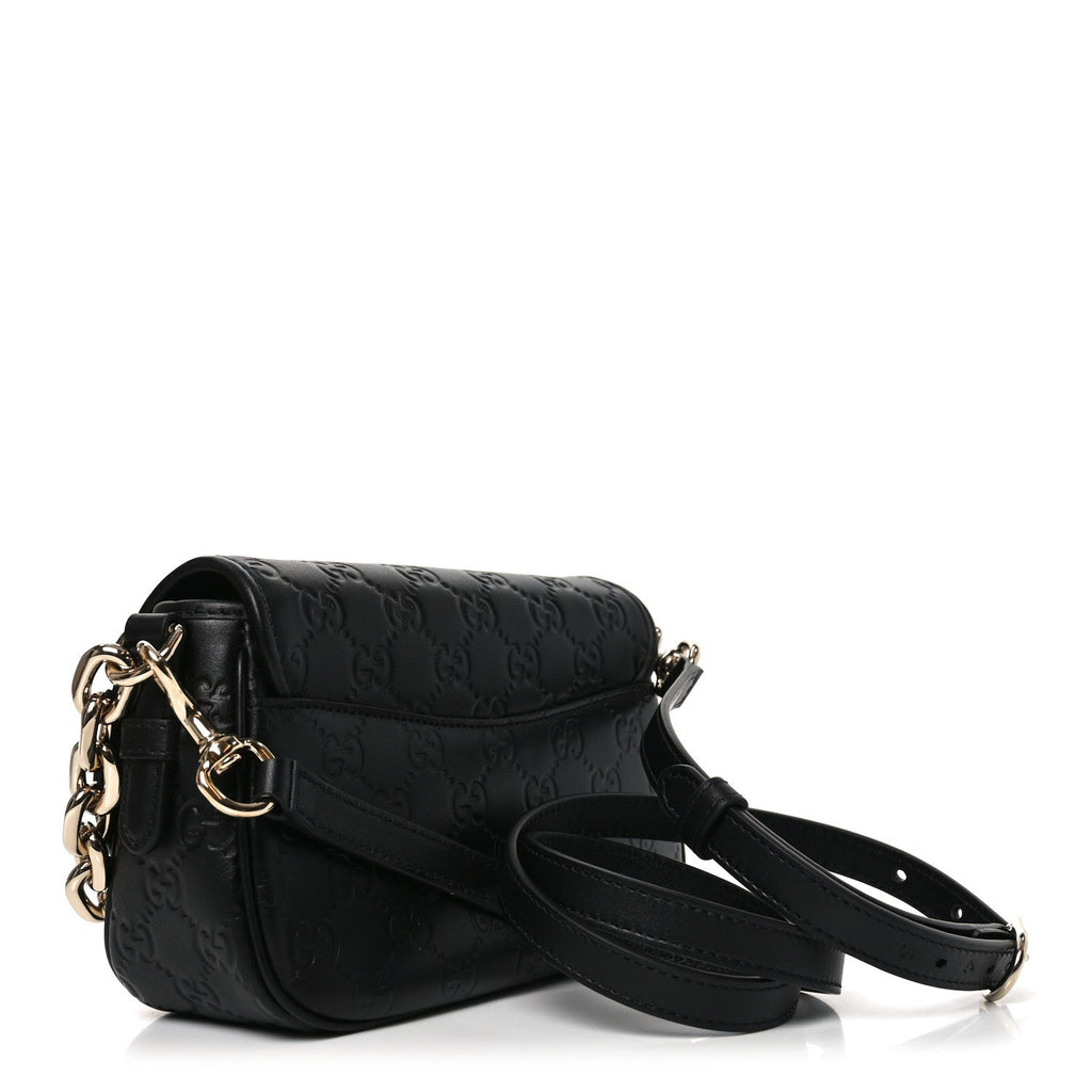 Gucci GG Calfskin Embossed Emblem Arabella Bag Black