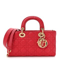 Christian Dior Lambskin Cannage Medium Lady D-Joy Red
