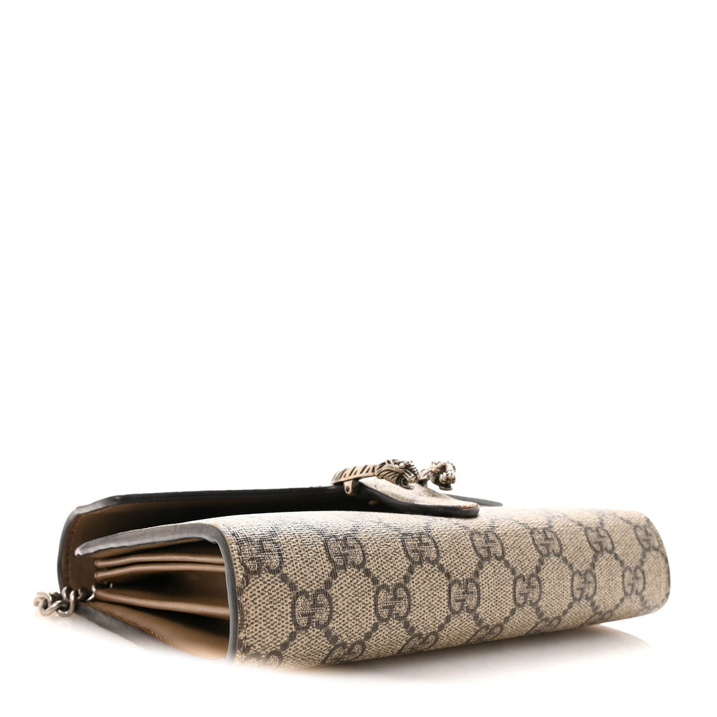 Gucci GG Supreme Monogram Mini Dionysus Chain Wallet Beige Taupe