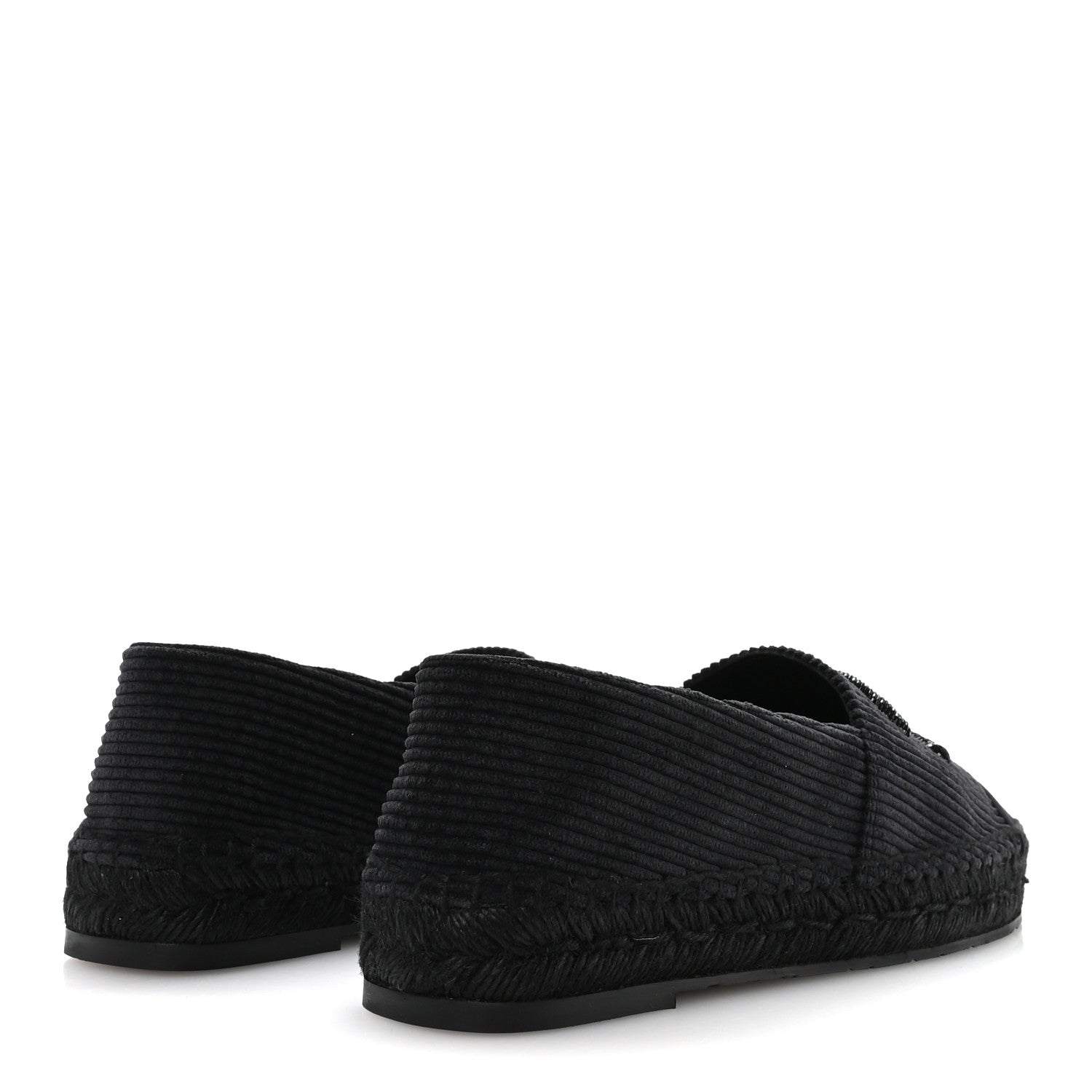 Corduroy Grosgrain Cap Toe CC Espadrille Flats 39 Black