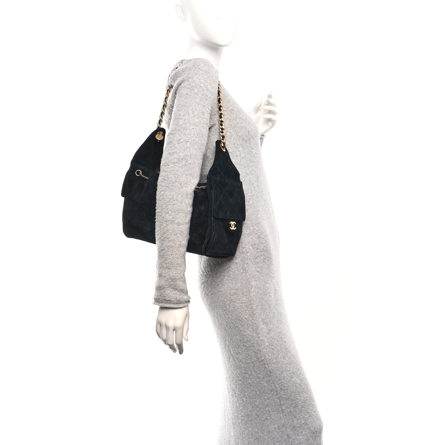 Chanel Suede Quilted Small Chanel 25 Handbag Black