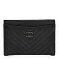 Lambskin Chevron Quilted Card Holder So Black