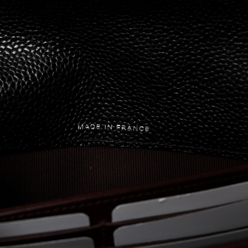Caviar Quilted Large Gusset Flap Wallet Black