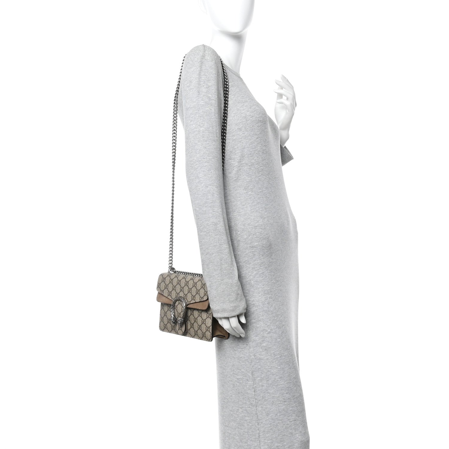 Gucci GG Supreme Monogram Mini Dionysus Shoulder Bag Taupe