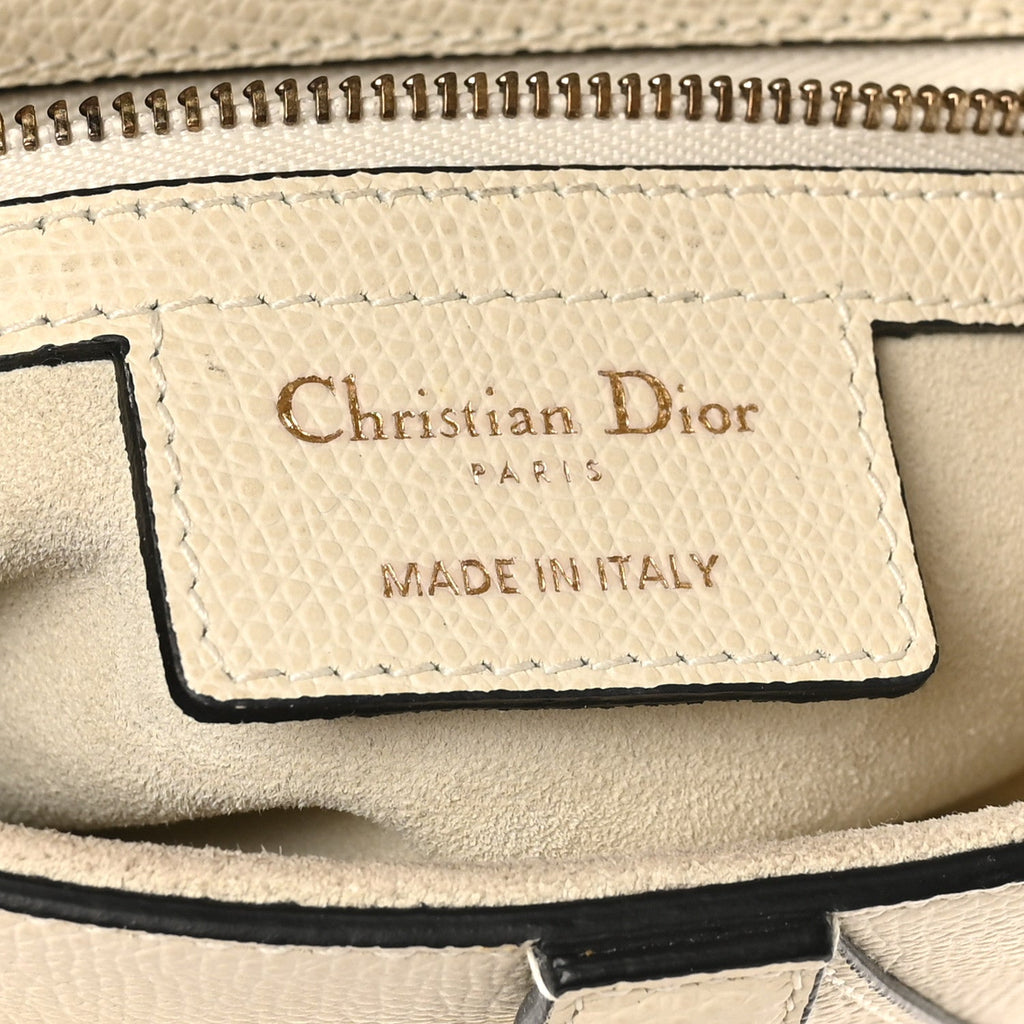 Christian Dior Grained Calfskin Saddle Bag White