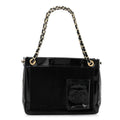 Chanel Patent Pony Hair Small Pocket Tote Black