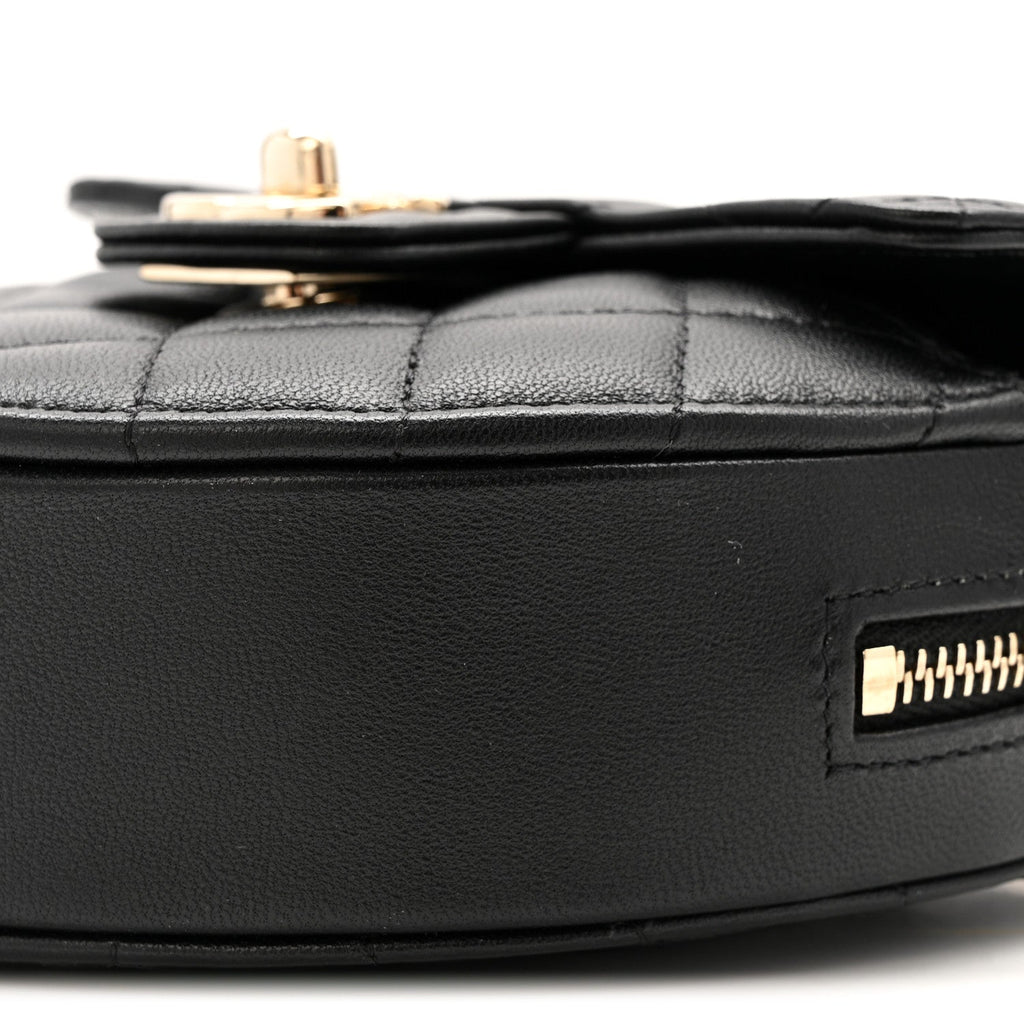 Chanel Lambskin Quilted CC In Love Heart Clutch With Chain Black