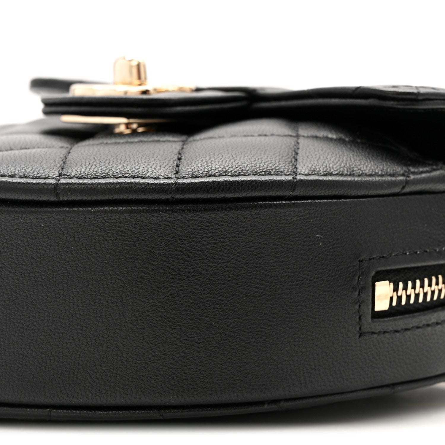 Chanel Lambskin Quilted CC In Love Heart Clutch With Chain Black