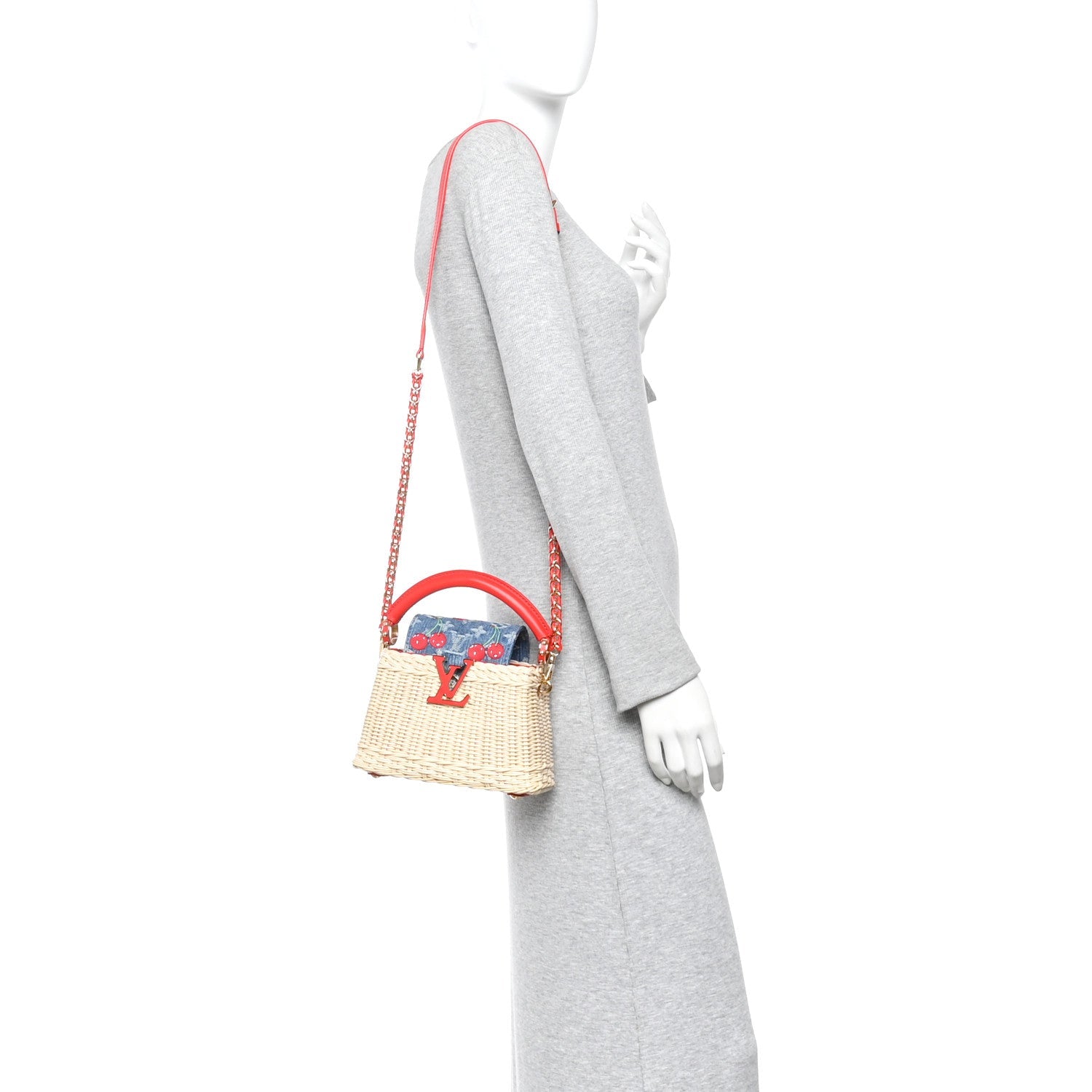 Louis Vuitton LV X TM Rattan Denim Calfskin Cerises Capucines Mini