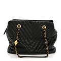 Chanel Calfskin Chevron Quilted Surpique Tote Black