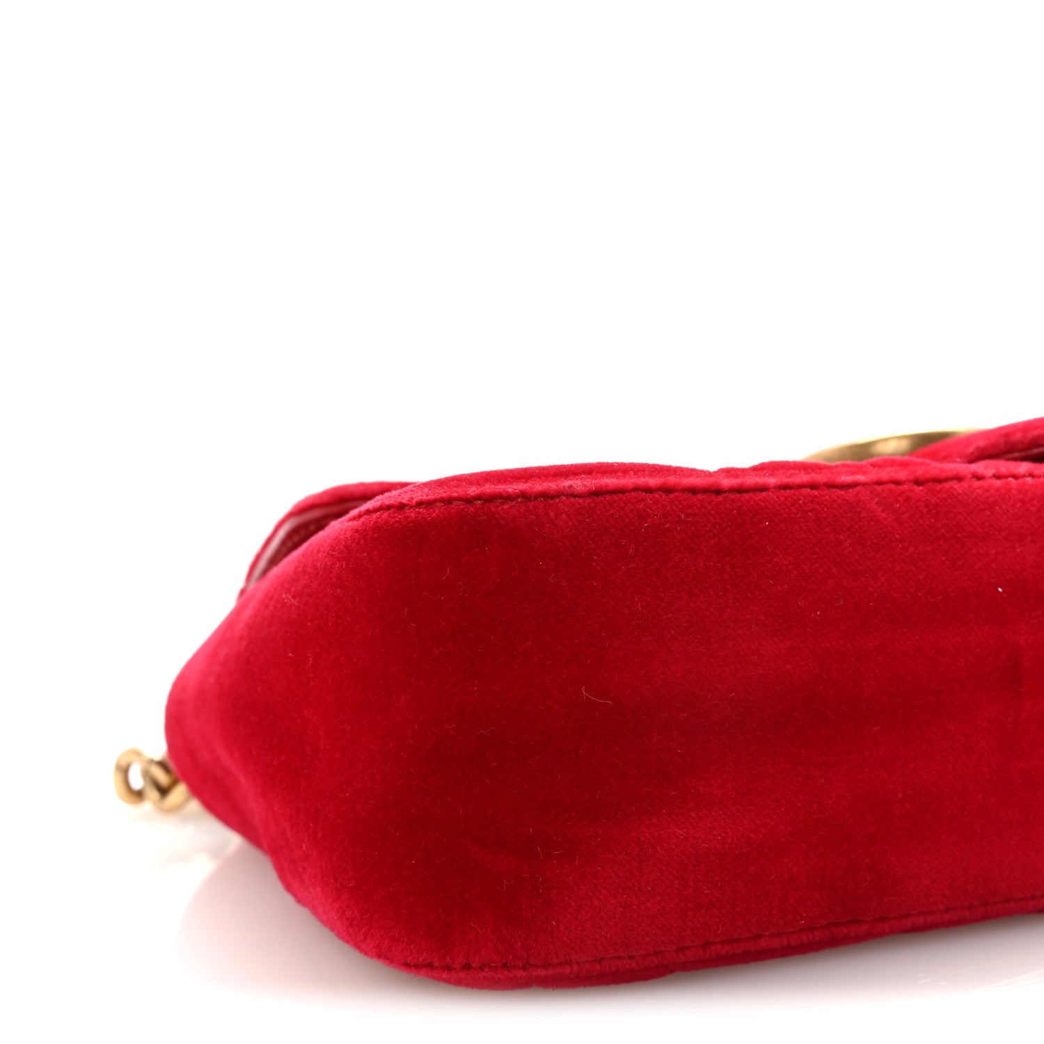 Gucci Velvet Matelasse Mini GG Marmont Shoulder Bag Hibiscus Red