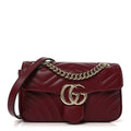 Gucci Calfskin Matelasse Mini GG Marmont Shoulder Bag Rosso Ancora